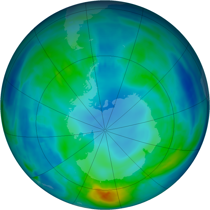 Antarctic ozone map for 01 May 2014